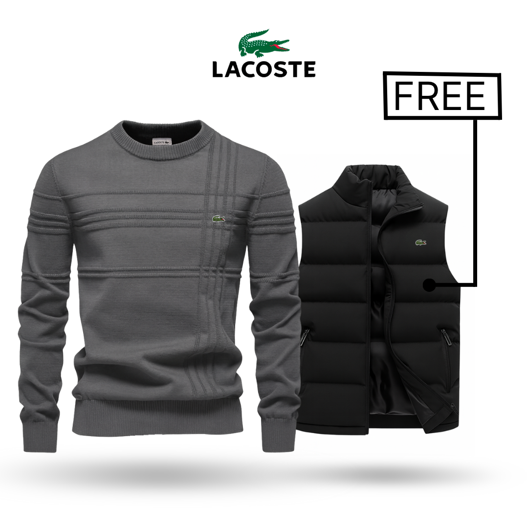 Lacoste Men's Knit Cotton Sweater with Stylus Vest