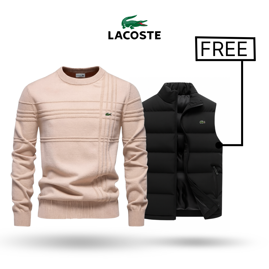 Lacoste Men's Knit Cotton Sweater with Stylus Vest